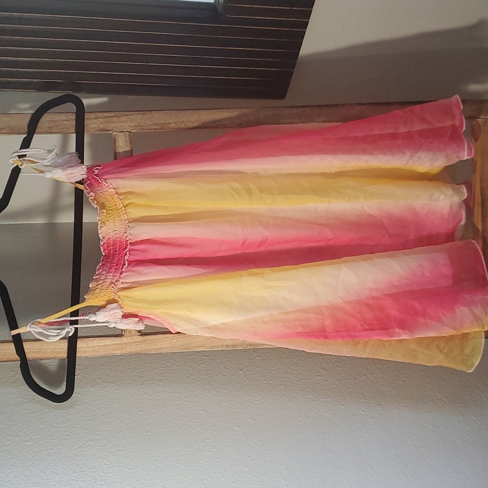 Hannah Banana Los Angeles Girl's Spagetti Strap Casual Yellow/Pink Summer